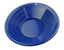 Load image into Gallery viewer, Blue 14 inch gold pan with dual riffle system