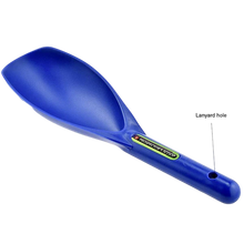 Load image into Gallery viewer, Blue plastic prospecting scoop with a lanyard hole 