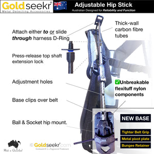 Hipp Stick - Adjustable Metal Detector Bungee Strut | GoldSeekr