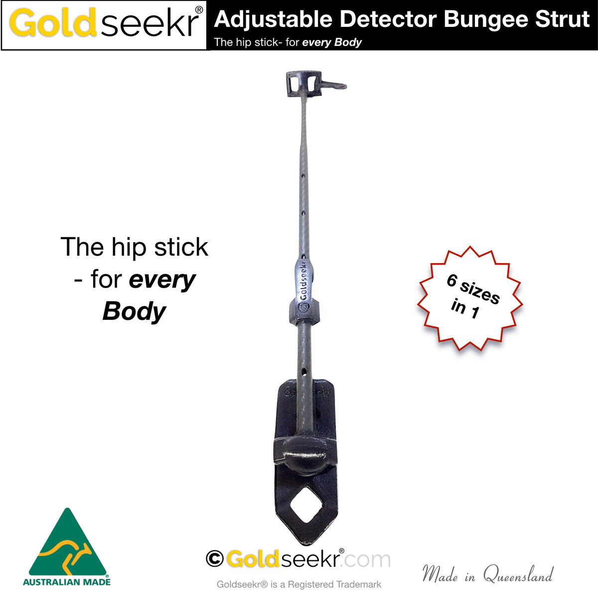 Hipp Stick Adjustable Metal Detector Bungee Strut GoldSeekr